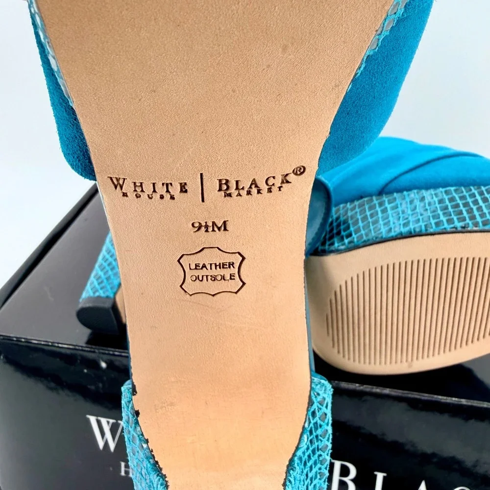 White House Black Market Teal Snake Embossed Platform Heels Size 9.5‎